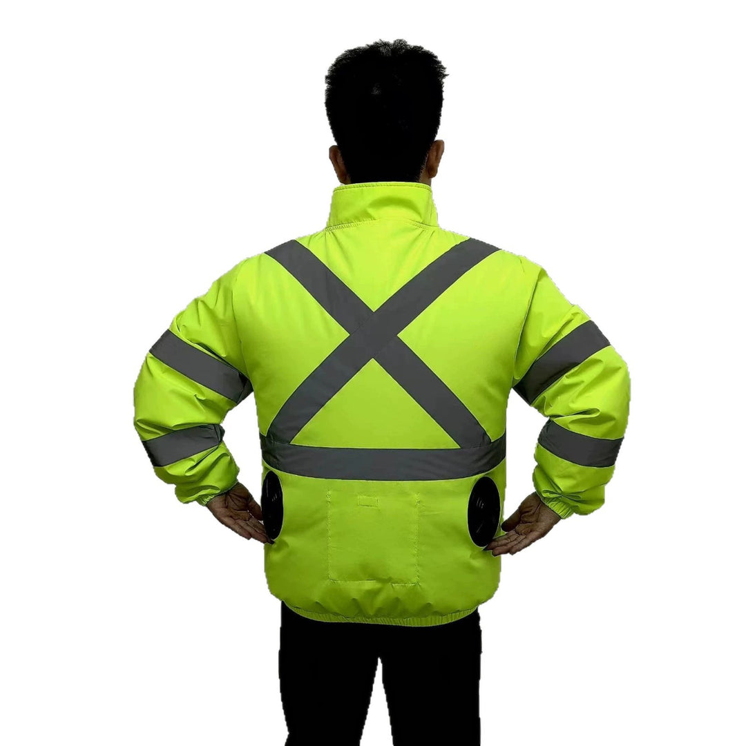Unisex nan hoch atmungsaktive Warnschutzjacke mit integrierten Lüftern und reflektierenden Kreuzstreifen EB