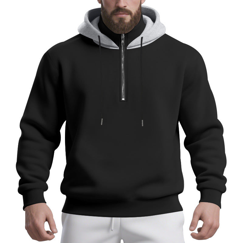 Herren sportlicher Kapuzenpullover mit halbem Reißverschluss und atmungsaktivem Stoff EB