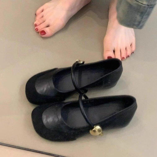 Damen elegante Ballerina-Schuhe mit dekorativer Schnalle und komfortablem Fußbett EB