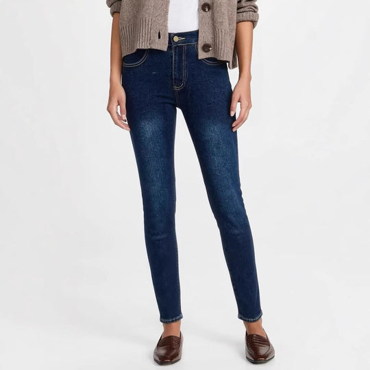 Damen Skinny Jeans im modernen Used-Look mit hohem Bund und elastischem Stretch EB