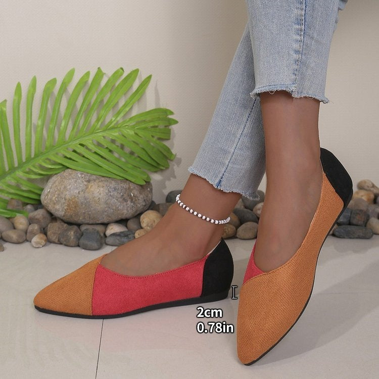 Damen Ballerinas mit spitz zulaufender Sohle und modischem Farbkontrast EB