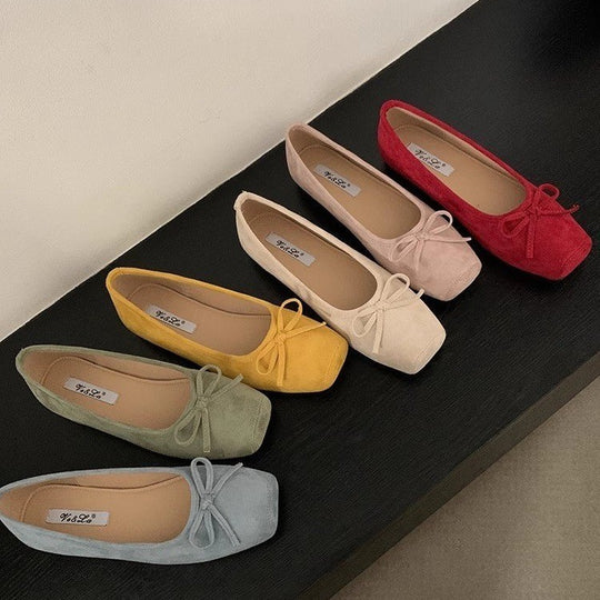 Damen Ballerinas aus hochwertigem Wildleder mit filigranem Schleifendetail EB