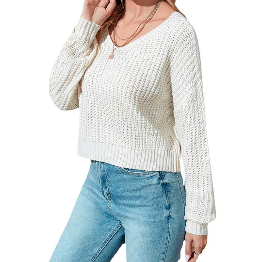 Damen lässiger offener Strickpullover EB