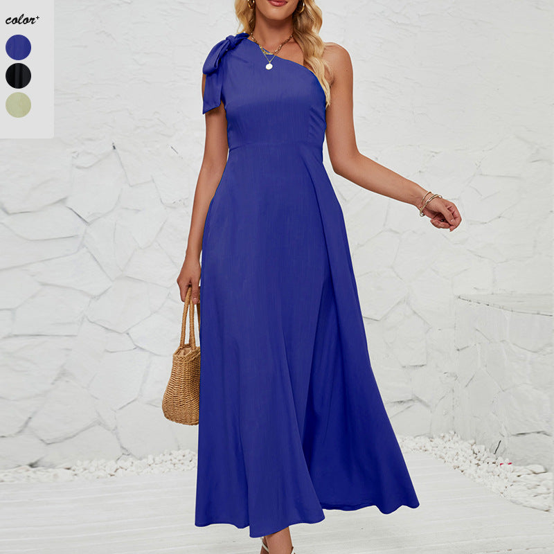 Damen Maxikleid mit asymmetrischem Design und Trägerdetail EB