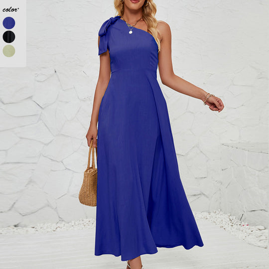 Damen Maxikleid mit asymmetrischem Design und Trägerdetail EB