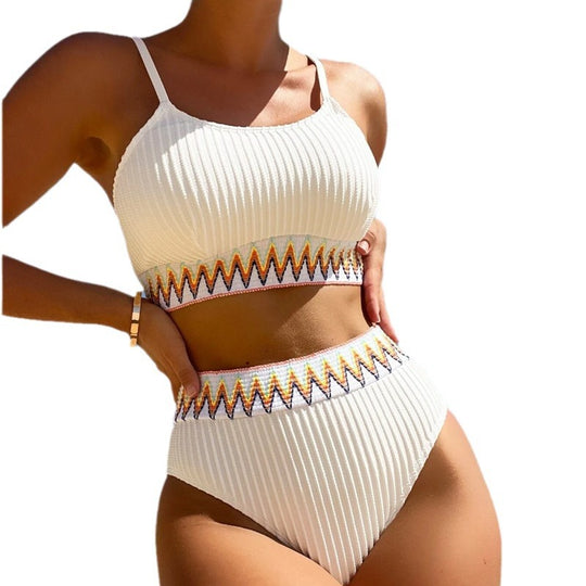 Damen Bikini-Set mit modischem Streifenmuster und hochwertigem Material EB