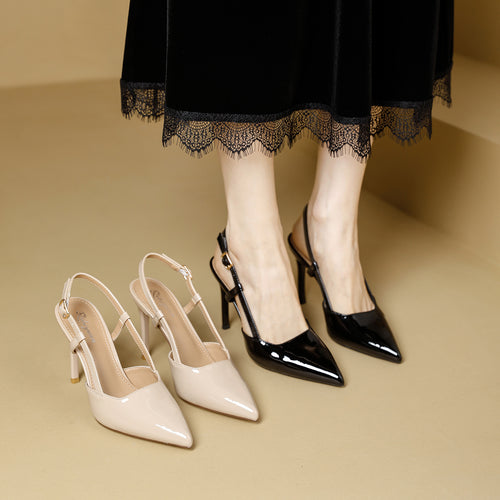 Damen Slingback-Pumps mit spitzem Design und elegantem Hochglanz EB