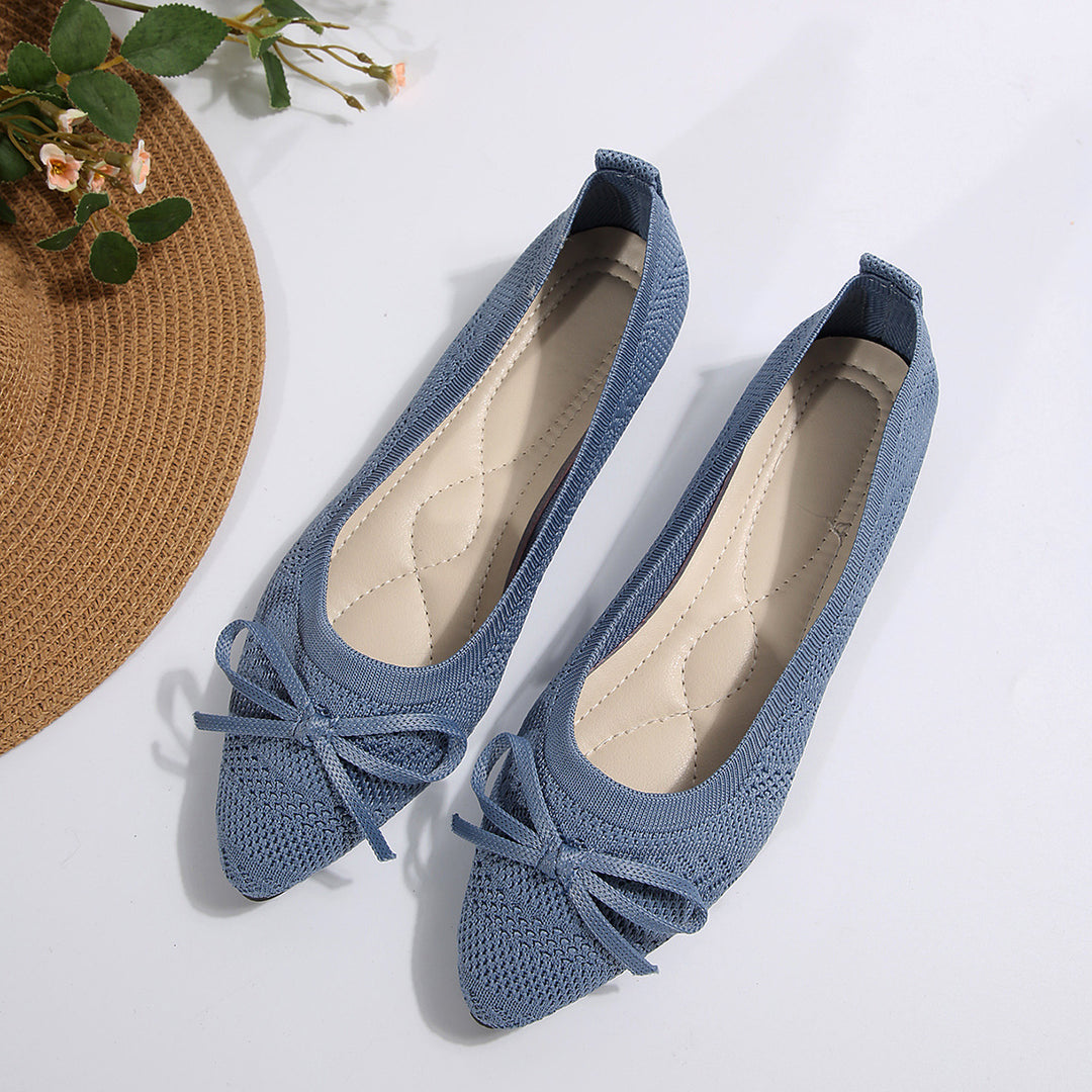 Damen Bequeme und stilvolle Ballerinas mit dekorativer Schleife EB