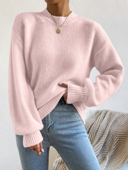 Damen Kuschelpullover mit weitem Schnitt und hochgeschlossenem Kragen EB
