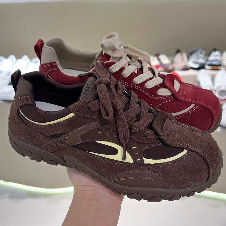 Damen Sportliche Wildledersneaker mit atmungsaktivem Mesh-Einsatz EB