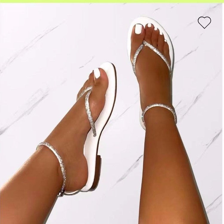 Damen Glamouröse Zehentrenner-Sandalen mit funkelnden Strass-Elementen EB