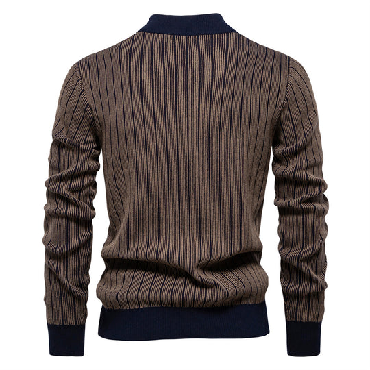 Herren Feinstrickpullover mit Rollkragen und Streifenmuster EB
