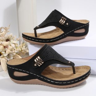 Damen Zehentrenner-Sandalen mit zierlichem Lochmuster und komfortabler Fußbettung EB