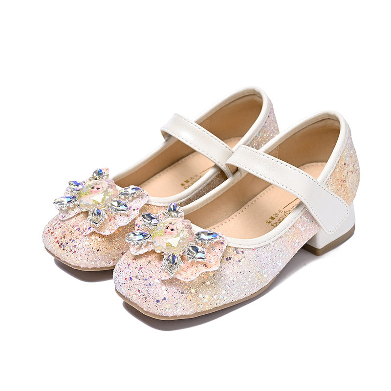 Mädchen Mary Jane Glitzer Ballerinas mit Blumenverzierung EB