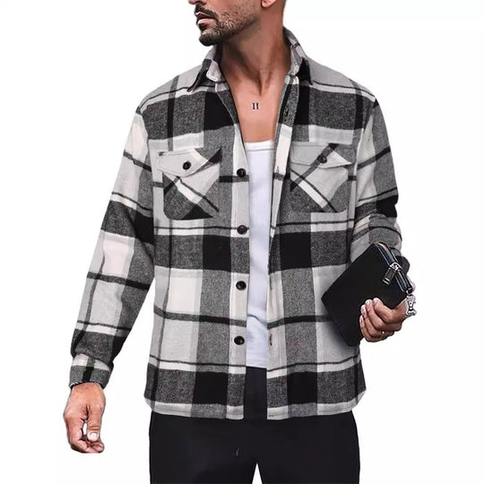 Herren Flanellhemd mit Karomuster und funktionalen Taschen EB