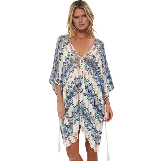 Damen lässiger Beachcover-Up mit flechtartigem Design EB