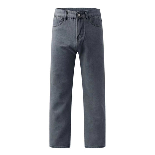 Damen gerade geschnittene Jeanshose mit hohem Bund und klassischen Details EB
