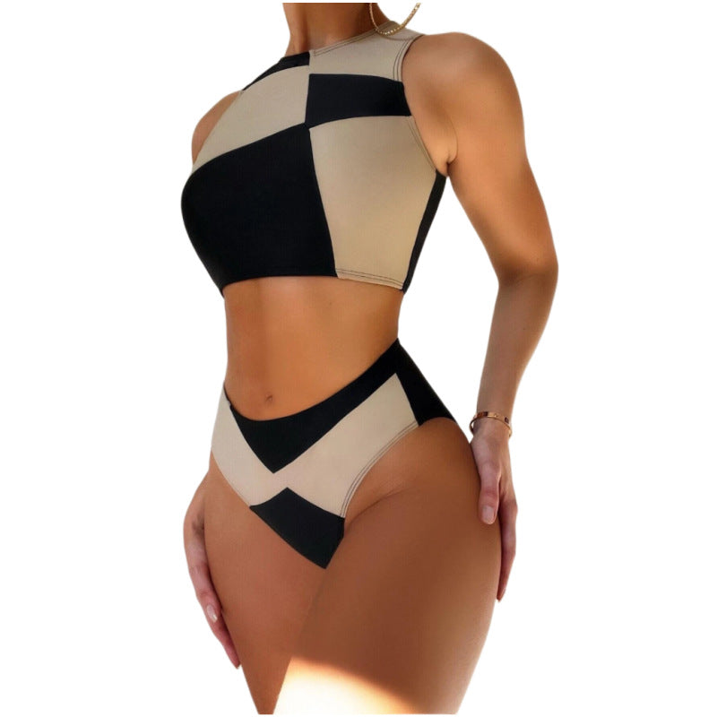 Damen Sportliches Crop-Top Bikini-Set EB