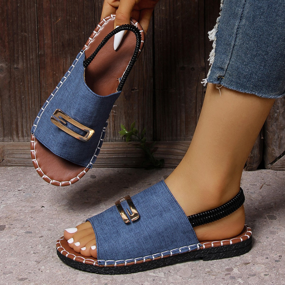 Damen Slingback Sandalen mit dekorativem Riemen und rutschfester Sohle EB