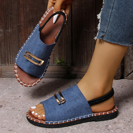 Damen Slingback Sandalen mit dekorativem Riemen und rutschfester Sohle EB