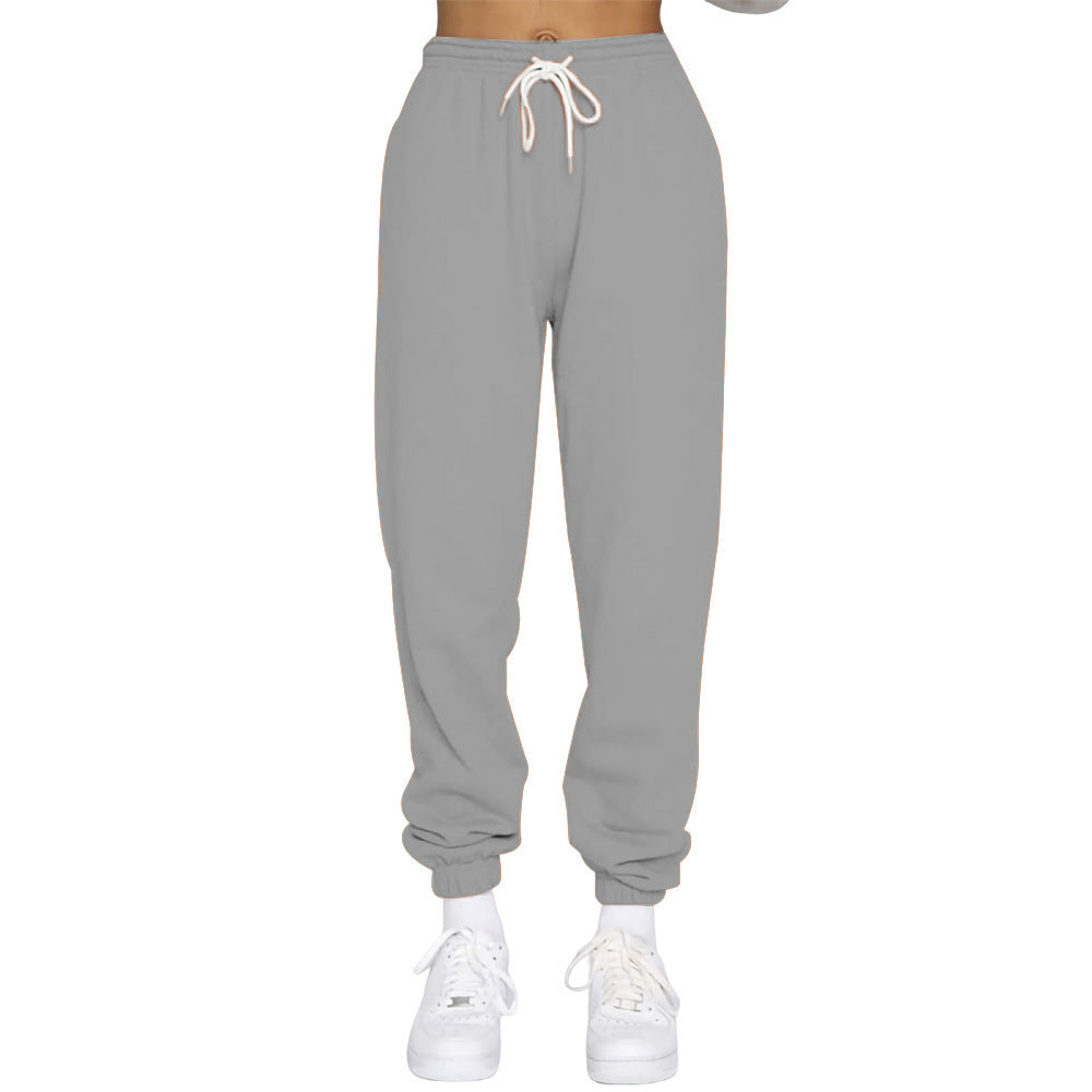 Damen nan High‑Waist Relax-Jogginghose mit elastischem Komfortbund, Kordelzug und gerippten Knöchelbündchen EB