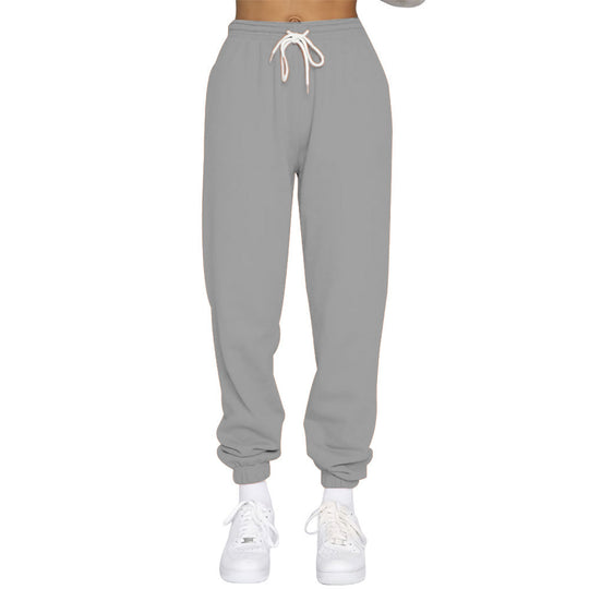 Damen nan High‑Waist Relax-Jogginghose mit elastischem Komfortbund, Kordelzug und gerippten Knöchelbündchen EB