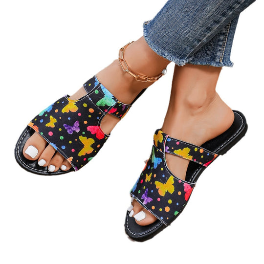 Damen Bunte Riemchen-Sandalen mit modischem Design und anatomischem Fußbett EB