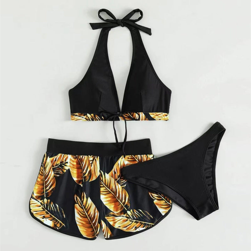 Damen Bikini-Top mit abnehmbaren Trägern und modischen Shorts EB