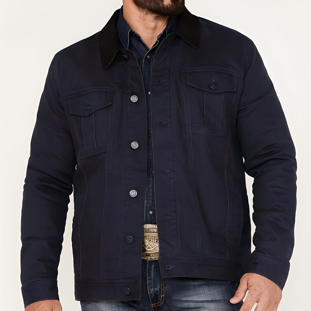 Herren Jeansjacke im klassischen Stil mit praktischen Taschen EB