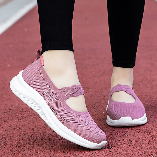 Damen Slip-On Fitnessschuhe mit atmungsaktivem Obermaterial und elastischem Design EB
