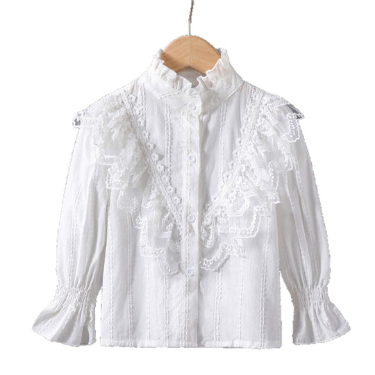 Mädchen Rüschenbluse mit eleganten Spitzenakzenten EB