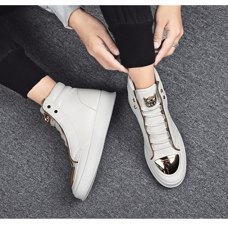Damen High-Top Sneakers mit goldenen Details und Reißverschluss von EB