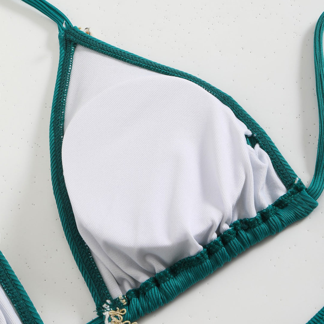 Damen Bunt geschmückter Triangel-Bikini EB