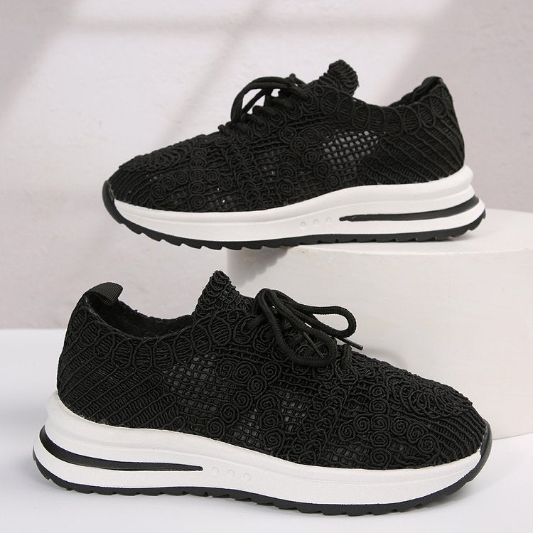 Damen  gestrickte Slip-On Plateau-Sneaker mit atmungsaktivem Obermaterial und gepolstertem Komfortfußbett EB