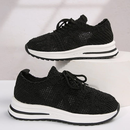 Damen  gestrickte Slip-On Plateau-Sneaker mit atmungsaktivem Obermaterial und gepolstertem Komfortfußbett EB