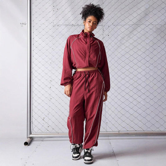 Damen sportliches Windbreaker-Oberteil mit elastischem Bund und modernem Reißverschluss EB
