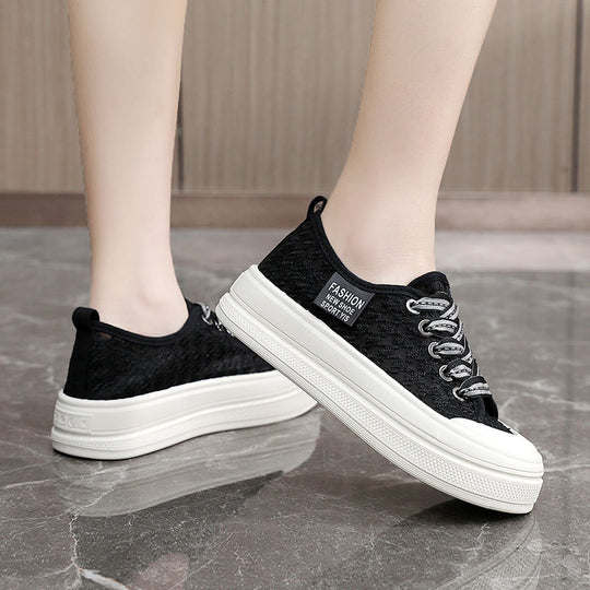 Damen modische Plateausneaker mit atmungsaktiver Mesh-Oberfläche und rutschfester Sohle EB