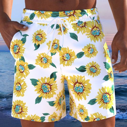 Herren Badeshorts mit modernem Streifen-Design und elastischem Bund EB