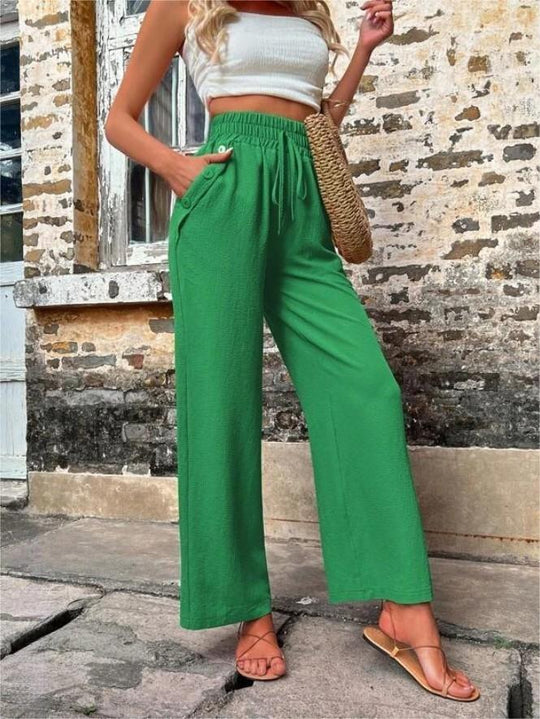 Damen Elegante Freizeit-Hosen mit elastischem Bund und seitlichen Taschen EB