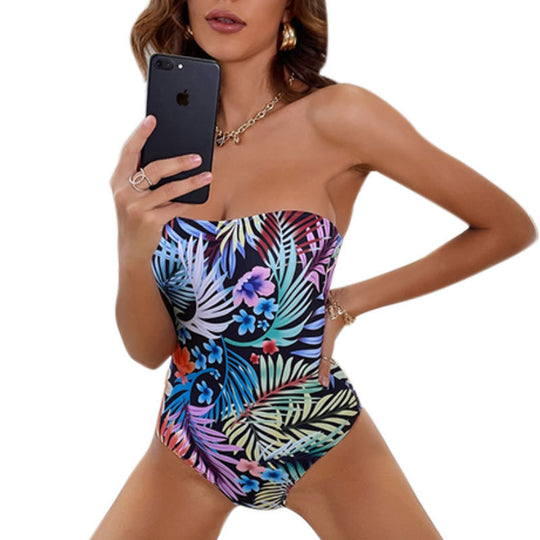 Damen Einteiler Badeanzug mit strapazierfähigem Material und floralen Mustern EB