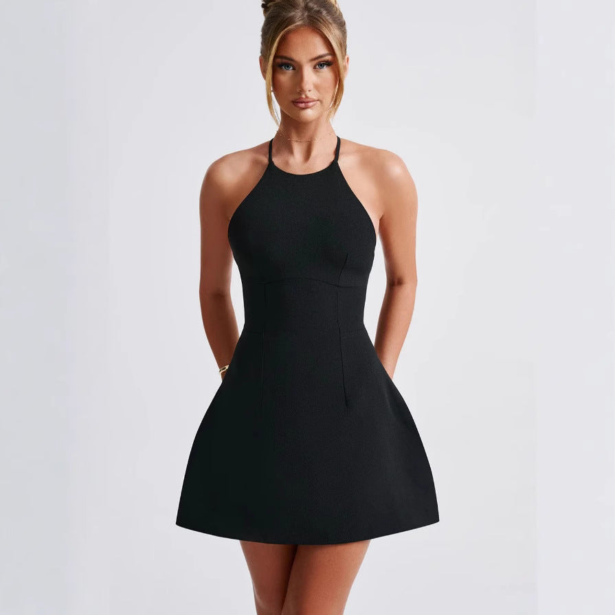 Damen A-Linien Minikleid mit schmalem Halterdesign und figurschmeichelnder Passform EB