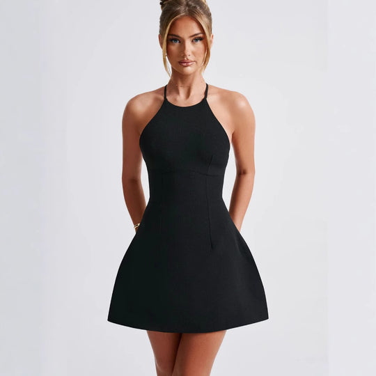 Damen A-Linien Minikleid mit schmalem Halterdesign und figurschmeichelnder Passform EB