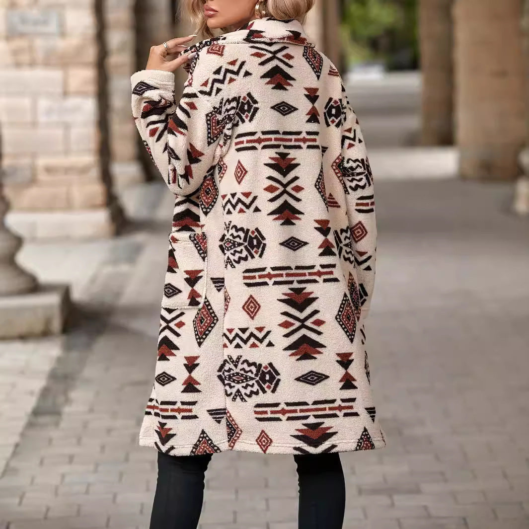 Damen modische Teddyjacke mit einzigartigem geometrischem Muster EB