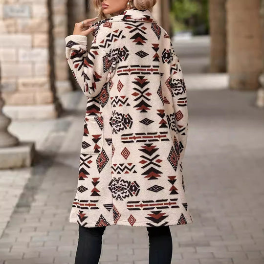 Damen modische Teddyjacke mit einzigartigem geometrischem Muster EB