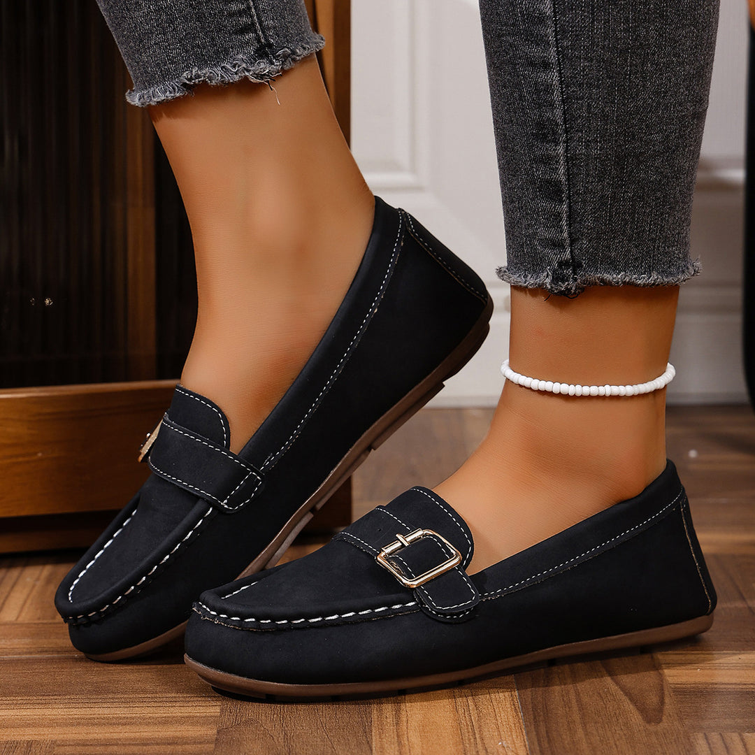 Damen Mokassins mit modischem Schnallen-Design und komfortabler Sohle EB