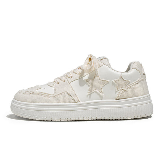 Damen modische Sneakers mit gesticktem Sternendesign und lässigem Look EB