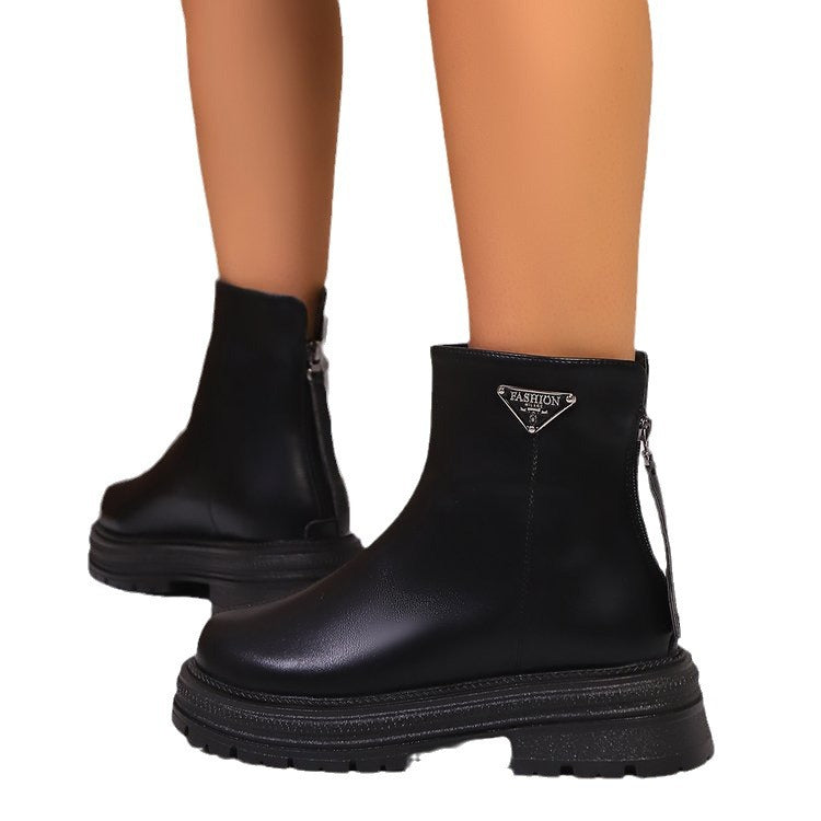 Damen Stiefeletten mit robustem Gummiprofil und modischem Reißverschluss EB