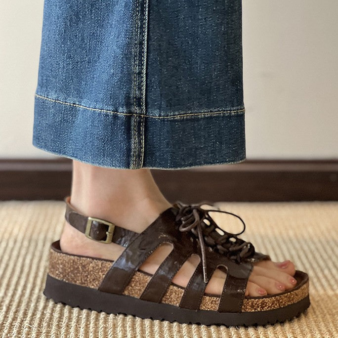 Damen Sandalen mit robustem Schnürsystem und anatomischer Fußbettgestaltung EB
