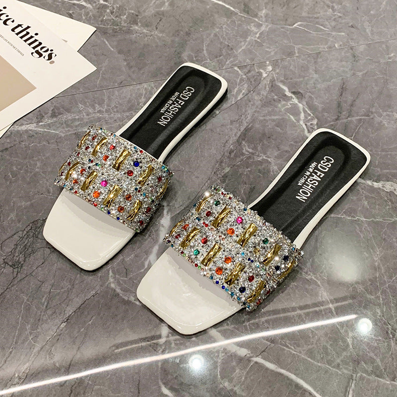 Damen Glamouröse Slipper mit funkelndem Strass EB