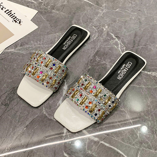 Damen Glamouröse Slipper mit funkelndem Strass EB